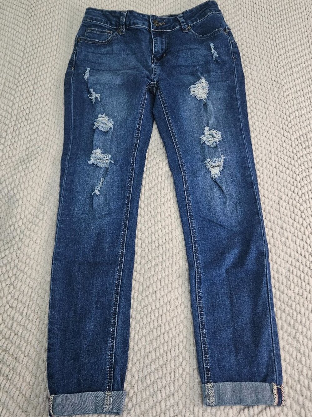 Wax Jean Women's Distressed Cuffed Skinny Jeans Cotton Size 5